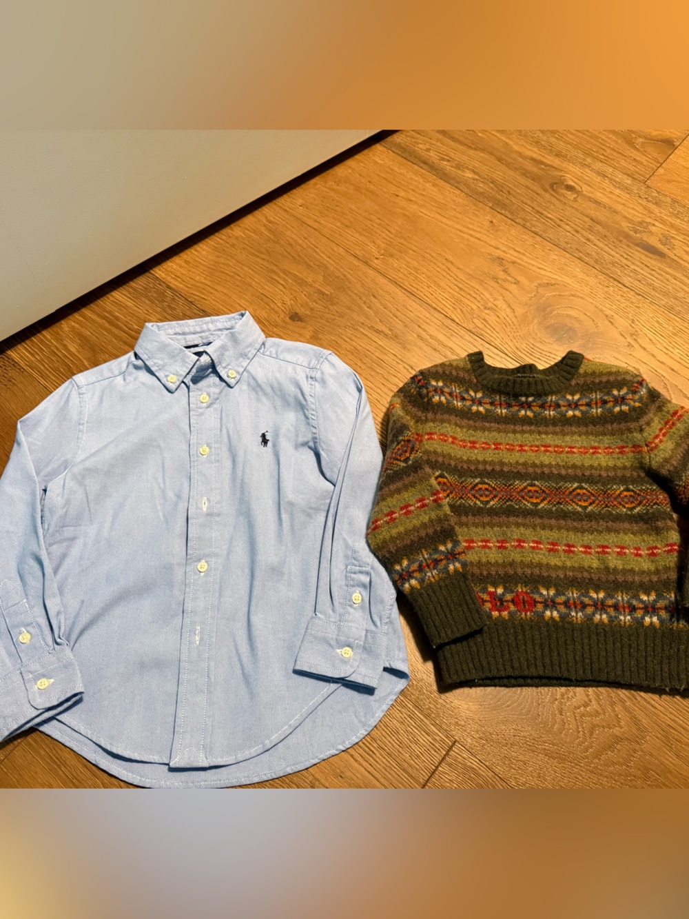 Ralph Lauren Light Blue Button-Down Shirt and Wool Sweater